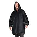 Bare Home Microplush Wearable Blanket with Side Pockets - Soft and Plush - Warm and Cozy - Adult &amp; Kid Sizes (Adult, Black)