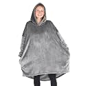 Bare Home Microplush Wearable Blanket with Side Pockets - Soft and Plush - Warm and Cozy - Adult &amp; Kid Sizes (Adult, Grey)