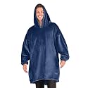 Bare Home Microplush Wearable Blanket with Side Pockets - Soft and Plush - Warm and Cozy - Adult &amp; Kid Sizes (Adult, Dark Blue)