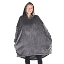 Bare Home Microplush Wearable Blanket with Side Pockets - Soft and Plush - Warm and Cozy - Adult &amp; Kid Sizes (Adult, Forged Iron Grey)