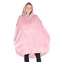 Bare Home Microplush Wearable Blanket with Side Pockets - Soft and Plush - Warm and Cozy - Adult &amp; Kid Sizes (Adult, Light Pink)