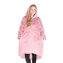 Bare Home Microplush Wearable Blanket with Split Front Pockets - Soft and Plush - Warm and Cozy - Adult &amp; Kid Sizes (Adult, Light Pink)