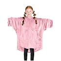Bare Home Microplush Wearable Blanket with Split Front Pockets - Soft and Plush - Warm and Cozy - Adult &amp; Kid Sizes (Kids, Light Pink)