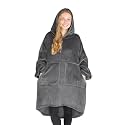Bare Home Microplush Wearable Blanket with Split Front Pockets - Soft and Plush - Warm and Cozy - Adult &amp; Kid Sizes (Adult, Grey)