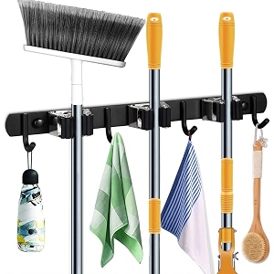 304 stainless steel mop and broom holder wall mounted stand - pack of 1
