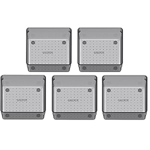 6x6x2 inch 5-piece unbreakable plastic drawer organizers versatile bathroom and vanity drawer organizer trays storage bins for makeup jewelries kitchen utensils and office light black