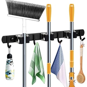 304 stainless steel mop and broom holder wall mounted stand - pack of 1