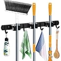 304 Stainless Steel Mop and Broom Holder Wall Mounted Stand - Pack of 1