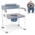 Bariatric Bedside Commode Chair, 500 lbs Extra Wide 3-in-1 Toilet Chair with Padded Armrests, Supportive Backrest, Removable Bucket and Non-Slip Feet, 7-Position Height Adjustable for for Seniors