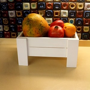 barish home decor39s - fruit basket 1 - beautiful and elegant  wooden fruit and vegetable basket  handcrafted with rubberwood  multipurpose basket storage white painted