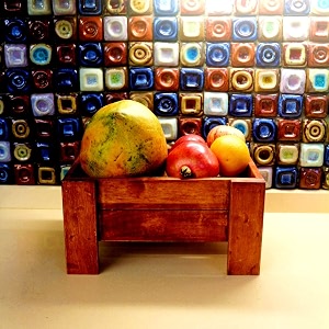 barish home decor39s - fruit basket 1 - beautiful and elegant  wooden fruit and vegetable basket  handcrafted with rubberwood  multipurpose basket storage firewood