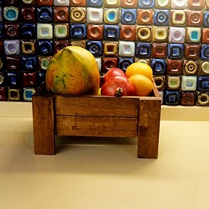 barish home decor39s - fruit basket 1 - beautiful and elegant  wooden fruit and vegetable basket  handcrafted with rubberwood  multipurpose basket storage walnut