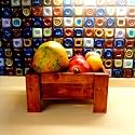 BARISH HOME DECOR'S - Fruit Basket 1 - Beautiful and Elegant | Wooden Fruit and Vegetable Basket | Handcrafted with Rubberwood | Multipurpose Basket Storage (FIREWOOD)