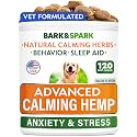 Bark&amp;Spark Advanced Calming Chews for Dogs - Anxiety Relief Treats - Melatonin + Hemp Oil - Separation Aid - Stress Relief During Fireworks, Storms, Thunder - Aggressive Behavior - SmokyBacon (120ct)