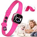 No Bark Collar with Silicone Strap, No-harm Dog Bark Collar, Bark Collar for Small Medium Large Dogs, Fashionable and Light-Weight Bark Collar with Beep&Vibration Modes, 8 Sensitivity, Pink