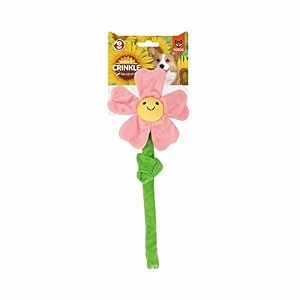 barkbutler x fofos flower dog rope toy pinksmall - medium 5-10kgcrinkle paper insiderope stemsqueaker lessfor all dog breedsplay chew fetch