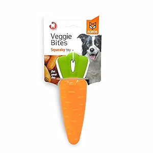 barkbutler x fofos vegi-bites carrot - chew amp squeaky toys for dogs dog toys for large dogs 10-30kgs - orange