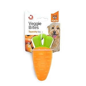 barkbutler x fofos vegi-bites carrot s - chew amp squeaky toys for dogs dog toys for large dogs 10-30kgs - orange
