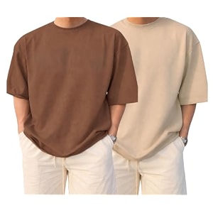 BARKEYO Mens Half Sleeve Round Neck French