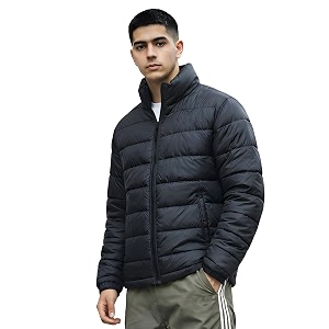 BARKEYO Mens Winter Wear Black Puffer Bomber