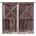 Barn Door Curtains W42 x L63 Inch Rod Pocket Farm Retro Woods Vintage Wooden Rustic Village Farmhouse Western Country Print Pattern Window Drapes for Kitchen Cafe Living Room Bedroom 2 Panels