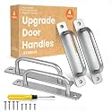 Barn Door Handles: 5.9" Gate Handle Outdoor Fence, Silver Door Pulls Handle, Aluminium Alloy Sliding Closet Door Handle For Bifold Door, Kitchen, Cabinet, Bathroom, Closet, Garage Shed (4 Pack)