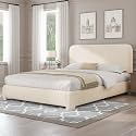 BarnFurin Queen Bed Frame, Cloud Boucle Headboard, Rounded Corners, Cream