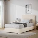 BarnFurin Twin Bed Frame, Cloud Boucle Headboard, Rounded Corners, Cream
