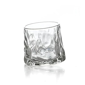 barraid crystal whiskey glasses set of 6 round glass wave pattern design with fall proof base 265 ml