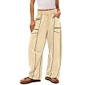 Barrel Pants Women Casual Cargo Wide Leg Baggy Sweatpants Drawstring High Waisted Lounge Palazzo Pants with Pockets