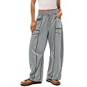 Barrel Pants Women Casual Cargo Wide Leg Baggy Sweatpants Drawstring High Waisted Lounge Palazzo Pants with Pockets