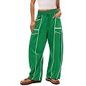 Barrel Pants Women Casual Cargo Wide Leg Baggy Sweatpants Drawstring High Waisted Lounge Palazzo Pants with Pockets