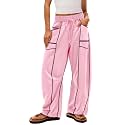Barrel Pants Women Casual Cargo Wide Leg Baggy Sweatpants Drawstring High Waisted Lounge Palazzo Pants with Pockets