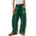 Barrel Pants Women Casual Cargo Wide Leg Baggy Sweatpants Drawstring High Waisted Lounge Palazzo Pants with Pockets