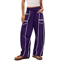 Barrel Pants Women Casual Cargo Wide Leg Baggy Sweatpants Drawstring High Waisted Lounge Palazzo Pants with Pockets