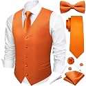 Barry.Wang Men's Suit Vest Tie Bowtie Hanky Cufflinks Clip Brooch 7PCS
