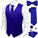 Barry.Wang Men's Suit Vest Tie Bowtie Hanky Cufflinks Clip Brooch 7PCS