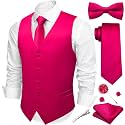 Barry.Wang Men's Suit Vest Tie Bowtie Hanky Cufflinks Clip Brooch 7PCS