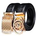 Barry.Wang Mens 2 Pack Ratchet Belts Leather Adjustable 1 3/8" Gift Box