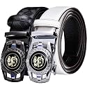 Barry.Wang Mens 2 Pack Ratchet Belts Leather Adjustable 1 3/8" Gift Box