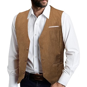 Barry.Wang Mens Outdoor Corduroy Vests Vintage Western