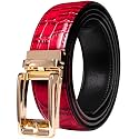 Barry.Wang Mens Ratchet Belts Leather Designer 1 3/8" Adjustable Buckle