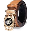 Barry.Wang Mens Ratchet Belts Leather Designer 1 3/8" Adjustable Buckle