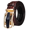 Barry.Wang Mens Ratchet Belts Leather Designer 1 3/8" Adjustable Buckle