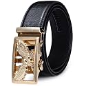 Barry.Wang Mens Ratchet Belts Leather Designer 1 3/8" Adjustable Buckle
