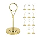 BARsics 12pcs Gold Premium Table Place Card Holders with Weighted Base Stand and Clip