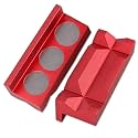 BARTOO Aluminum 4" Vise Jaws Pads, Magnetic Reversible Pipe Vise, AN Fitting Vice Jaw Covers, Professional Grade Multi-Purpose Vise Jaw Protective Inserts for Any Metal Bench Vice (4", Red)