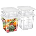 Barydat 4 Pcs Square Food Storage Containers with Lids 2qt &amp; 4qt, White