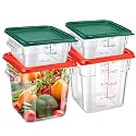 Barydat 4 Pcs Square Food Storage Containers with Lids 2qt &amp; 4qt, Red Green