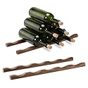 Barydat 4 Pcs Wine Holder Wood Wine Bottle Holder, 5 Grooves, Brown